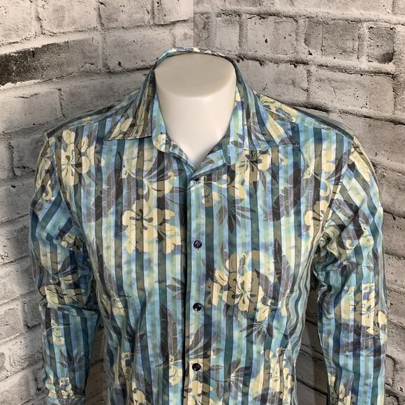 Klauss Boehler Casual Button Down Tropical Floral Print Shirt - Picture 2 of 11